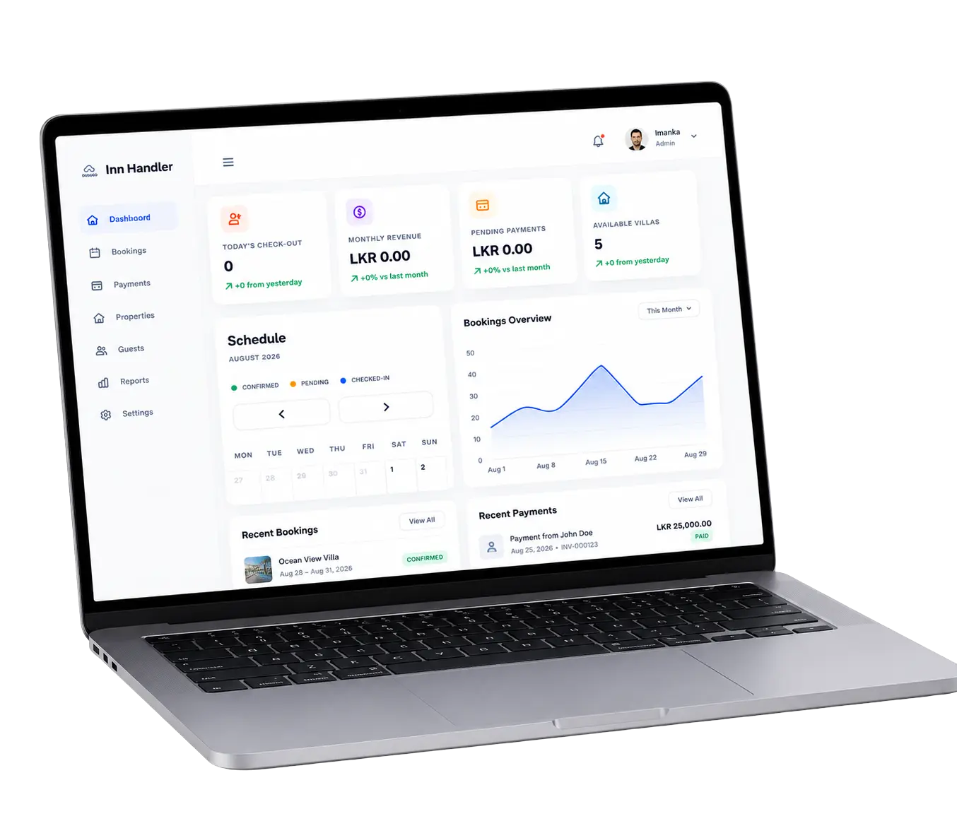InnHandler Villa Management Desktop Web App